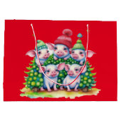 Adorable Niedlich Little Piggies Weihnachtsbaum Ro Große Geschenktüte (Rückseite)