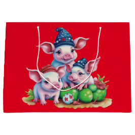 Adorable Niedlich Little Piggies Weihnachtsbaum Ro Große Geschenktüte