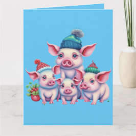 Adorable Niedlich Little Piggies Weihnachtsgrüße Karte
