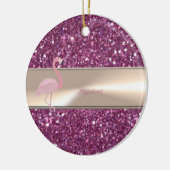 Adorable Niedlich rosa Flamingo auf Glitterie Keramik Ornament (Links)