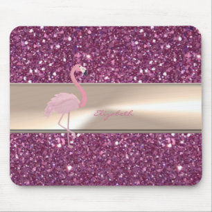 Adorable Niedlich rosa Flamingo auf Glitterie Mousepad