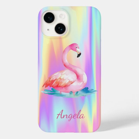 Adorable Niedlich rosa Flamingos Holographisch Case-Mate iPhone Hülle (Rückseite)