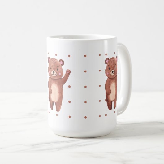 Adorable niedliche Bärentöne Muster Mädchen Mutter Kaffeetasse (VorderseiteRechts)