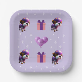 Adorable Niedliche Geburtstagsparty für Hunde Pappteller
