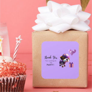 Adorable Niedliche Geburtstagsparty für Hunde Quadratischer Aufkleber