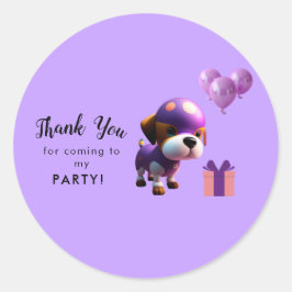 Adorable Niedliche Geburtstagsparty für Hunde Runder Aufkleber