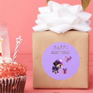 Adorable Niedliche Geburtstagsparty für Hunde Runder Aufkleber