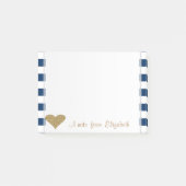 Adorable Niedliche Glitterie Herz, Navy Blue Strip Post-it Klebezettel (Vorderseite)