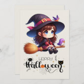 Adorable Niedliche Hexe mit 2 Vögeln, glückliches  (Vorne/Hinten)