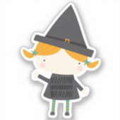 Adorable niedliche Hexenaufkleber Aufkleber (Vorderseite)