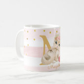 Adorable Niedliche Katze Kitten Kitty Girl Pink Kaffeetasse (Vorderseite Links)