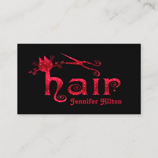 Adorable niedliche Katzenhaar-Logo Visitenkarte (Vorderseite)