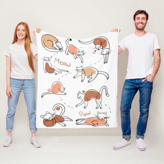 Adorable niedliche Katzenmau, weiß braun, schick m Fleecedecke (Beispiel)