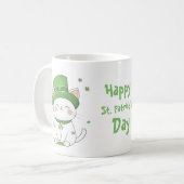 Adorable Niedliche Kawaii Cat St. Patrick's Day Ta Kaffeetasse (Vorderseite Links)