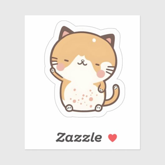 Adorable Niedliche Kawaii Katze Sat und lächelnde Aufkleber (Blatt)