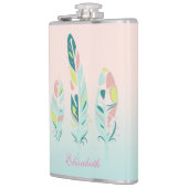 Adorable Niedliche Moderne Girly Feathers Flachmann (Links)