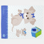 Adorable Niedliche Mommy Dog mit Welpe Fleecedecke (Vorderseite (Horizontal))