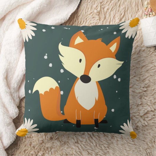 Adorable niedliche Orangenfuchs Schneeflocken Blum Kissen (Decke)