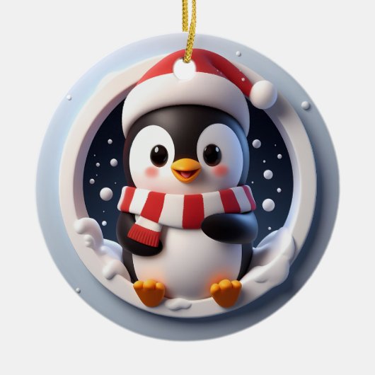 Adorable Niedliche Pinguin Burning Out Keramik Ornament (Vorne)