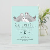 Adorable Niedliche Siegel Paare Kinderdusche Einladung (Stehend Vorderseite)