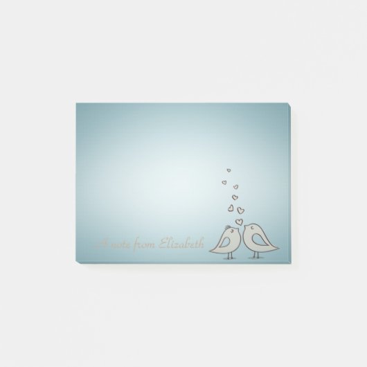 Adorable Niedliche Vögel in Liebe - Personalisiert Post-it Klebezettel (Vorderseite)