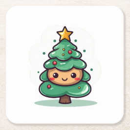 Adorable Niedliche Weihnachtsbaumfigur Rechteckiger Pappuntersetzer