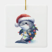 Adorable Niedliche Weihnachtsdolphin Keramikornament (Rückseite)