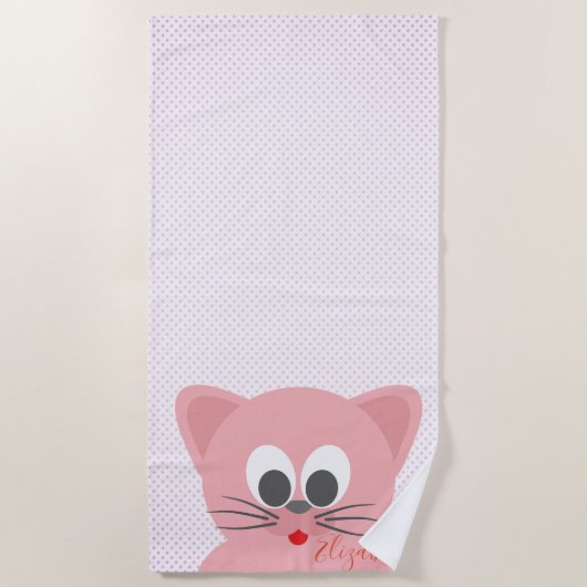 Adorable Niedliche Whimsical Cartoon Cat - Persona Strandtuch (Vorderseite)