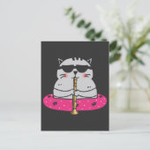 Adorable Oboe Player Cat Oboist Musikinstrument Postkarte (Stehend Vorderseite)