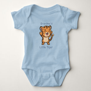 Adorable Oma's Little Tiger Custom Blue Baby Strampler