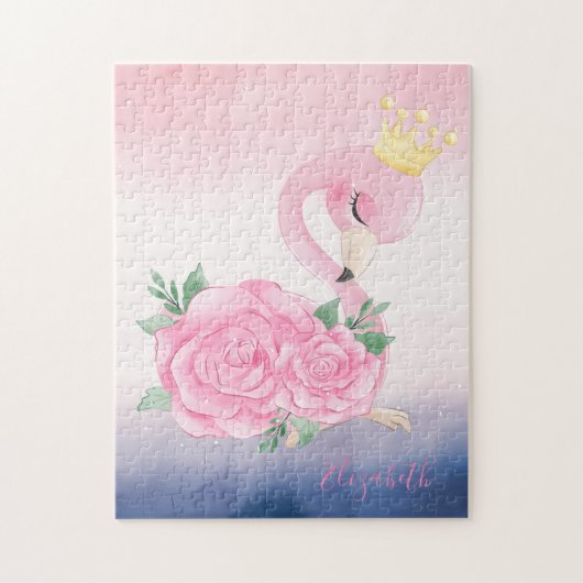 Adorable Ombre Niedlich Flamingo Puzzle (Vertikal)