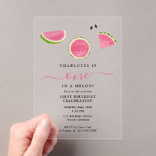 Adorable One in Melon Watermelon Sommer Geburtstag Acryleinladungen