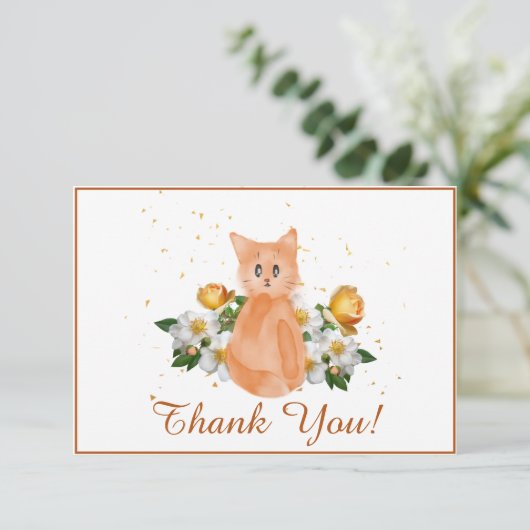 Adorable Orange Cat Danke Karte (Stehend Vorderseite)