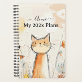 Adorable Orange Cat Illustration Personalisiert Planer (Vorderseite)