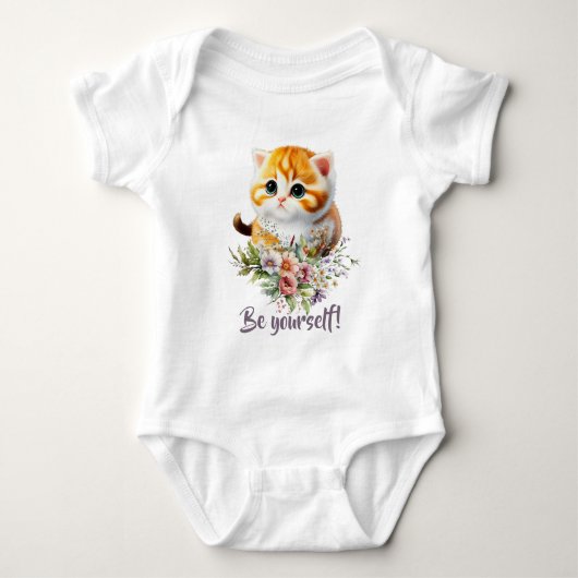 Adorable Orange Cat Wasserfarbe Baby Strampler (Vorderseite)