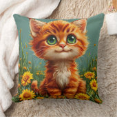 Adorable Orange Kitten im Feld Kissen (Decke)