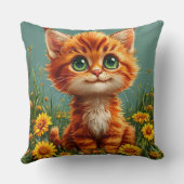 Adorable Orange Kitten im Feld Kissen (Rückseite)