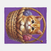 Adorable Orange Kitten in Basket mit Garn Fleecedecke (Vorderseite (Horizontal))