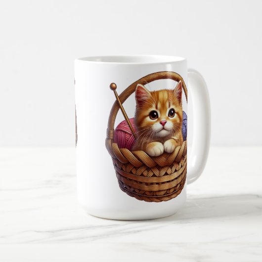 Adorable Orange Kitten in Basket mit Garn Kaffeetasse (VorderseiteRechts)
