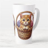 Adorable Orange Kitten in Basket mit Garn Milchtasse (Rechte Ecke)