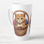 Adorable Orange Kitten in Basket mit Garn Milchtasse (Linke Ecke)