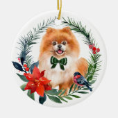 Adorable Orange Spitz Wasserfarben Poinsettia Keramik Ornament (Vorne)