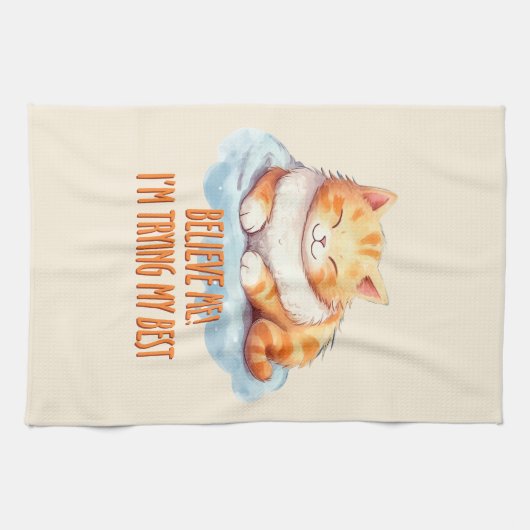Adorable Orange Tabby Cat - Ich versuche mein Best Geschirrtuch (Horizontal)