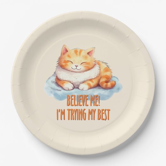 Adorable Orange Tabby Cat - Ich versuche mein Best Pappteller (Vorderseite)