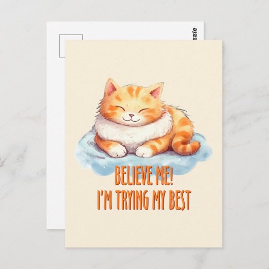 Adorable Orange Tabby Cat - Ich versuche mein Best Postkarte (Vorne/Hinten)
