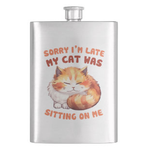 Adorable Orange Tabby Cat - Sorry, ich bin spät Flachmann