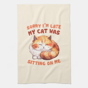 Adorable Orange Tabby Cat - Sorry, ich bin spät Geschirrtuch