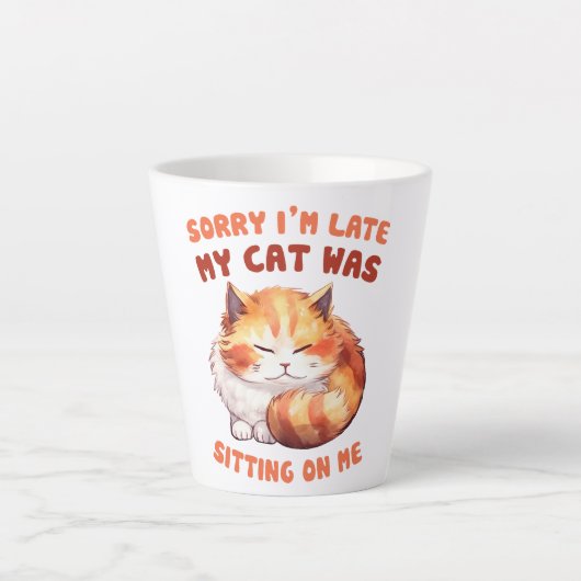 Adorable Orange Tabby Cat - Sorry, ich bin spät Milchtasse (Vorderseite)