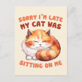 Adorable Orange Tabby Cat - Sorry, ich bin spät Postkarte (Vorderseite)