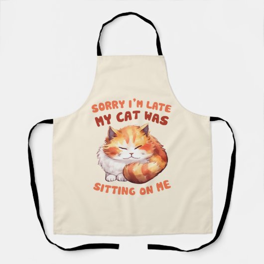 Adorable Orange Tabby Cat - Sorry, ich bin spät Schürze (Vorderseite)